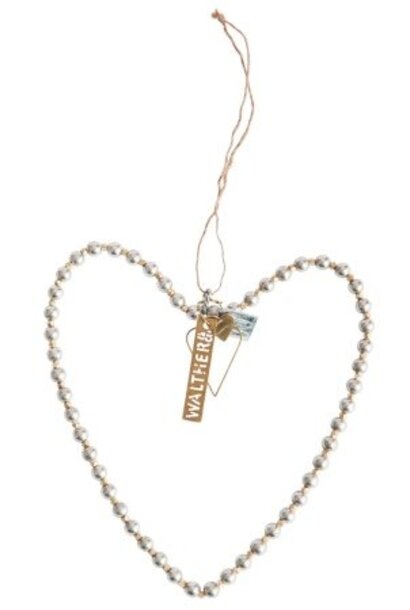 Heart w. silver/brass pearls 20cm