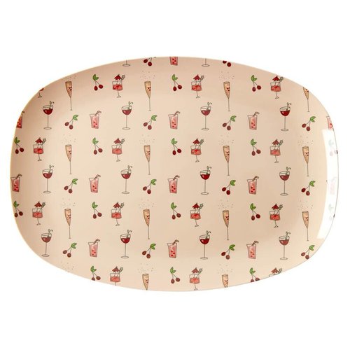Rice Melamine ovaal bord small Pink Cocktail