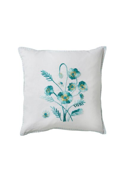 Kussenhoes 40x40 Linen Green Flowers