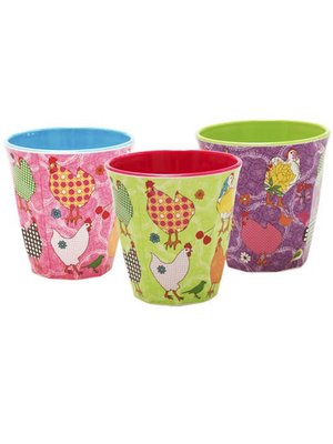 Rice Melamine cup Hen assorti