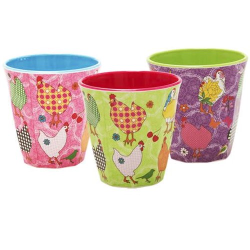 Rice Melamine cup Hen assorti