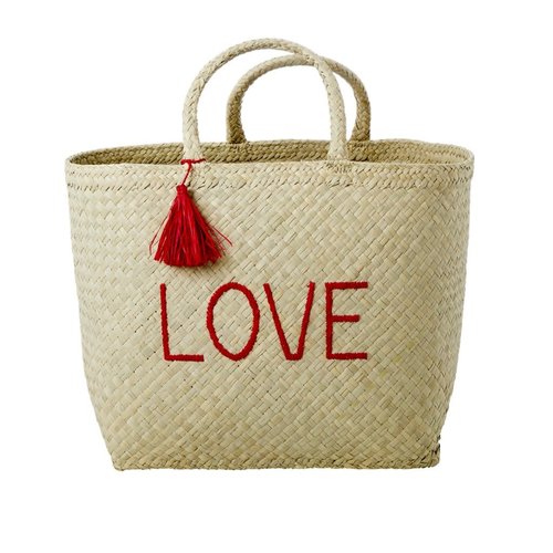 Rice Shopper raffia Nature with Red 'LOVE' Rice Shopper raffia Nature with Red 'LOVE'