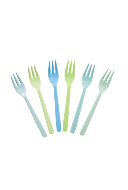 Melamine vorkjes ass Blue&Green set/6