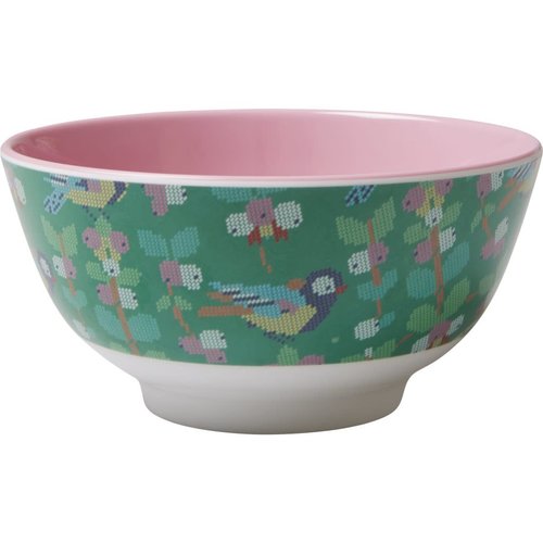 Rice Melamine kom Cross Stitched Bird Rice Melamine kom Cross Stitched Bird