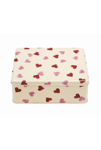 Tin rectangular Pink Hearts