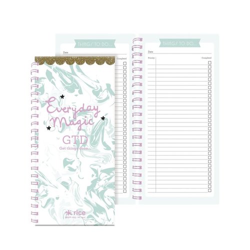 Rice Wire-O To-Do Notebook - Mint Marmor