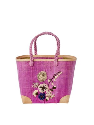 Rice Bast Shopper Flower Stickerei Pflaume