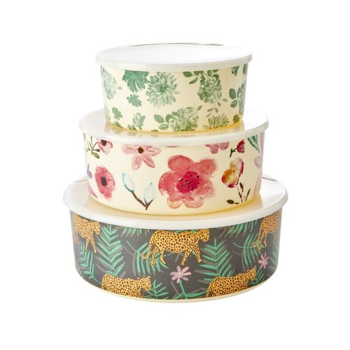 Rice Melamine Containers with lid set/3 Selma's Flowers Rice Melamine Containers with lid set/3 Selma's Flowers
