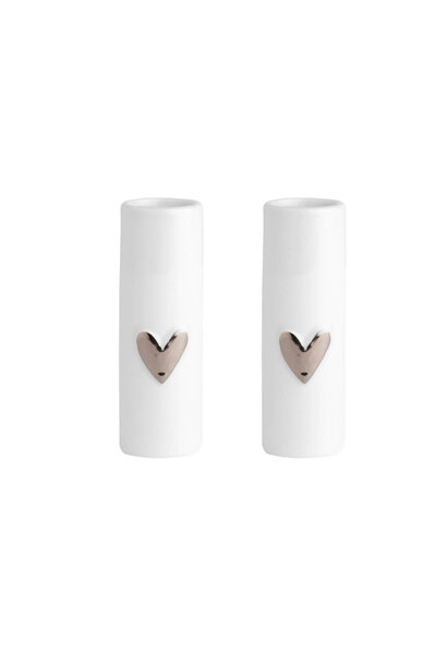 Mini vases heart set/2 zilver
