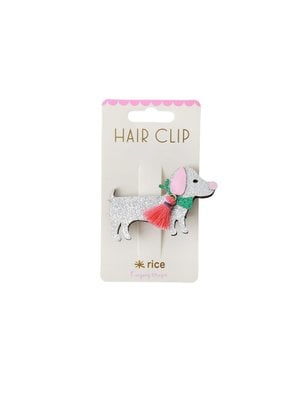 Rice Hair clip Dog silver