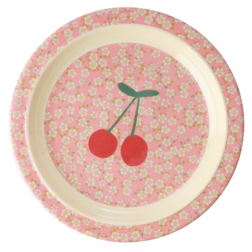 Rice Melamine Kids lunch plate Small Flowers & Cherry