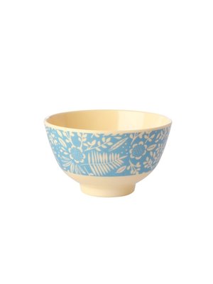 Rice Melamine bowl small Fern & Flower blue