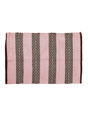 Rice Recycled Plastic Floor Mat Pink & Brown