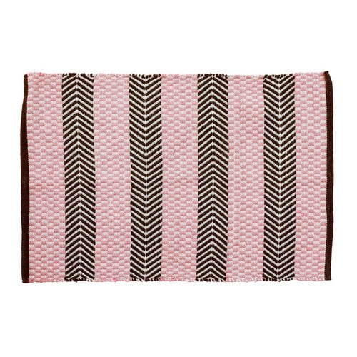 Rice Recycled Plastic Floor Mat Pink & Brown