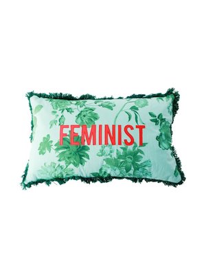 Rice Pillow 50x30 Green Rose - FEMINIST applique