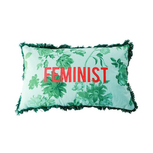 Rice Pillow 50x30 Green Rose - FEMINIST applique Rice Pillow 50x30 Green Rose - FEMINIST applique