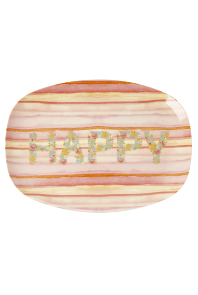 Melamine ovaal plate Happy pink