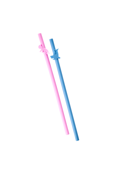 Silicone Straws 24cm assorti Animals set/2