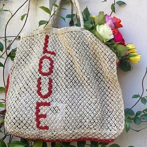 the Jacksons Shopper Jute L Love vertical down natural/red