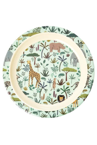 Melamine Kids lunch Teller All Over Jungle Animals grun