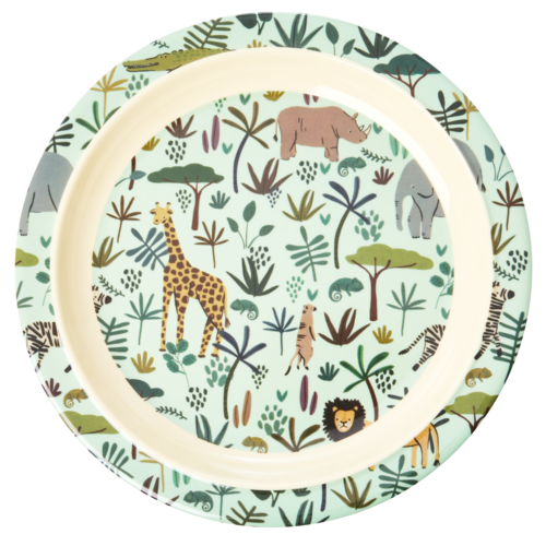 Rice Melamine Kids lunch bord All Over Jungle Animals groen