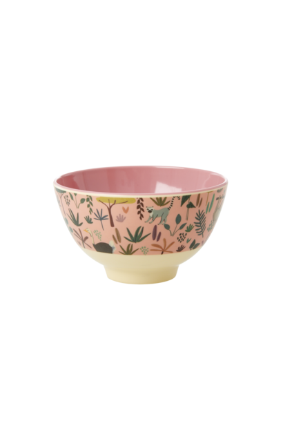 Melamine kom small All Over Jungle Animals coral