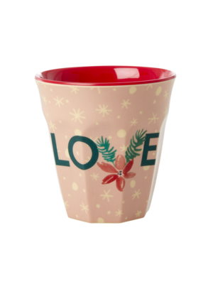 Rice Melamine cup Pink Love Christmas