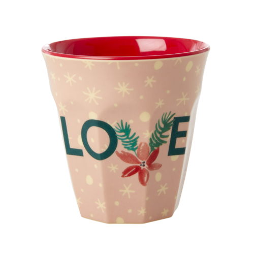 Rice Melamine cup Pink Love Christmas