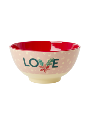 Rice Melamine bowl Pink Love Christmas