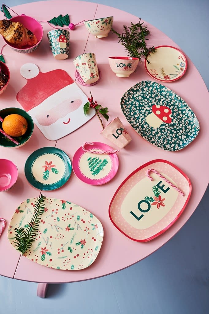 Rice Melamine bowl Pink Love Christmas