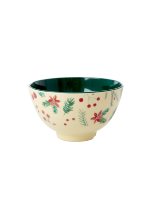 Rice Melamine bowl S Poinsettia Christmas