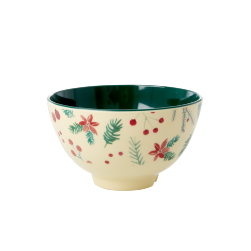 Rice Melamine bowl S Poinsettia Christmas