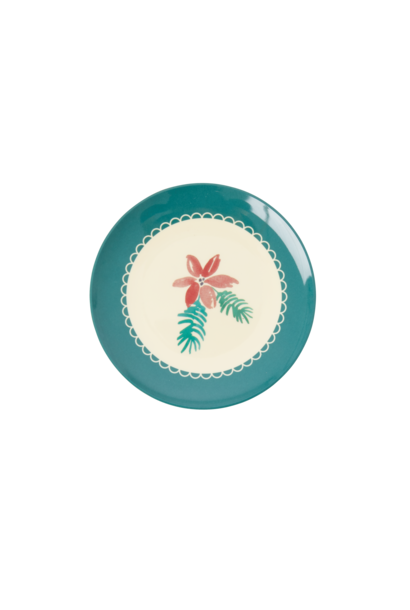 Melamine dessert plate Poinsettia Christmas