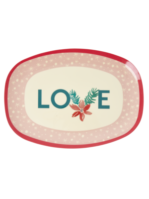 Rice Melamine ovale Teller Pink Love Christmas