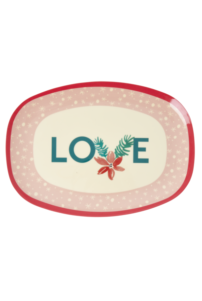 Melamine ovaal bord Pink Love Christmas