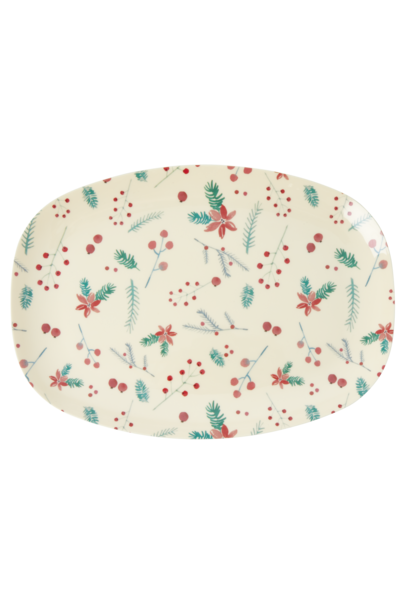 Melamine oval plate Poinsettia Christmas