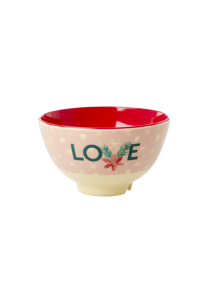 Rice Melamine bowl S Pink Love Christmas