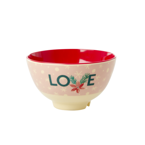 Rice Melamine bowl S Pink Love Christmas