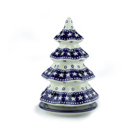 Kerstboom theelichthouder 22cm Blue Stars