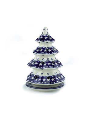 Bunzlau Castle Weihnachtsbaum Teelichthalter 22cm Blue Stars