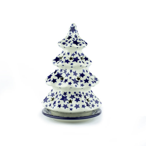 Bunzlau Castle Christmas tree Tealight holder 22cm White Stars