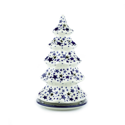 Bunzlau Castle Weihnachtsbaum Teelichthalter 25cm White Stars