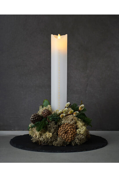 LED Kaars Sara Advents Ø4,8xh29cm wit/goud