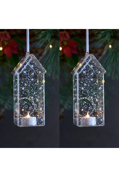 Romantic Holger House set/2 h18cm clear