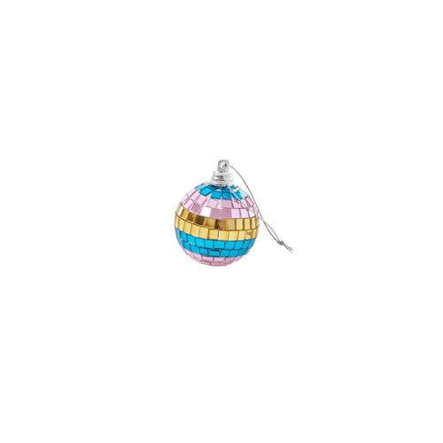 Rice Disco bal 5cm stripes blue & pink Rice Disco bal 5cm stripes blue & pink