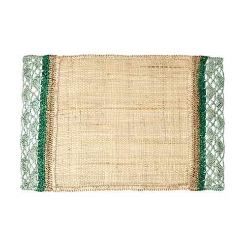 Rice Placemat Raffia rechthoek groen