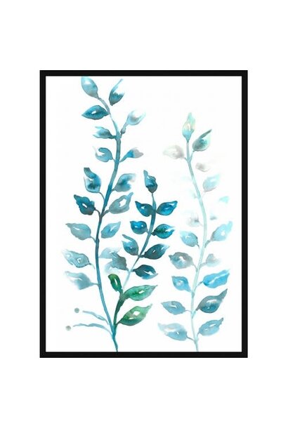Poster 50x70 Aqua Leafs