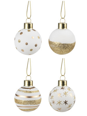 Räder Kerstbal small wit/goud set/4