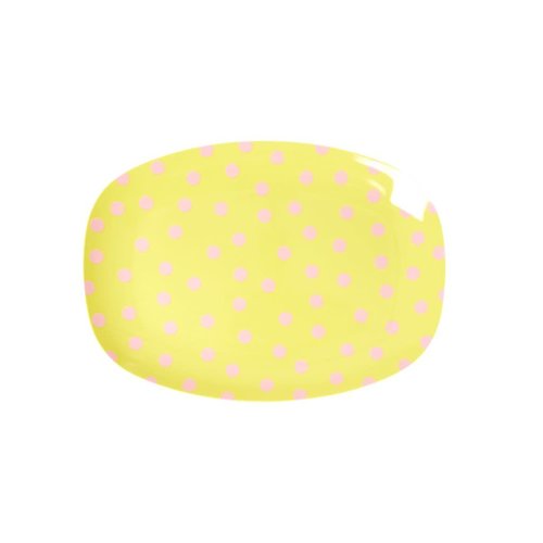 Rice Melamine ovaal bord small Yellow met Pink Dot Rice Melamine ovaal bord small Yellow met Pink Dot