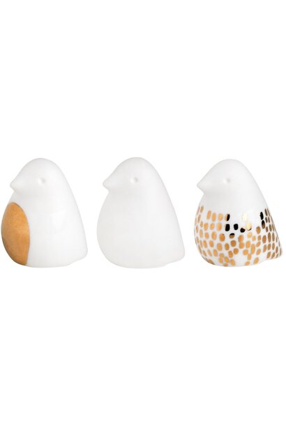 Ostern Birdie Weiß/Gold Set/3 - 2 x 3 x 3 cm
